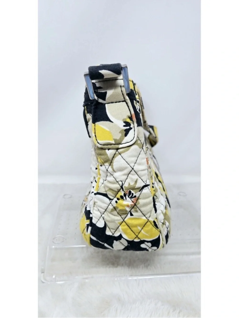 Vera Bradley Quilted Shoulder Bag in Black, Yellow & Cream Floral